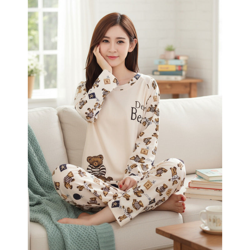 Pijama Remera Larga Y Pantalón Dama Abrigado Varios Dieños