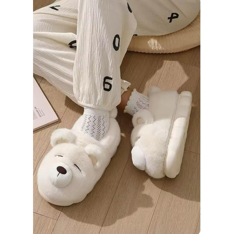 Pantufla Peludas Osos Con Suela De Goma Varios Colores