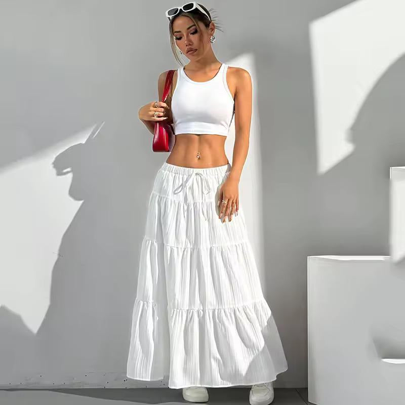 Falda Pollera Larga Con Lazo Y Elástico Campesina Uniteduy