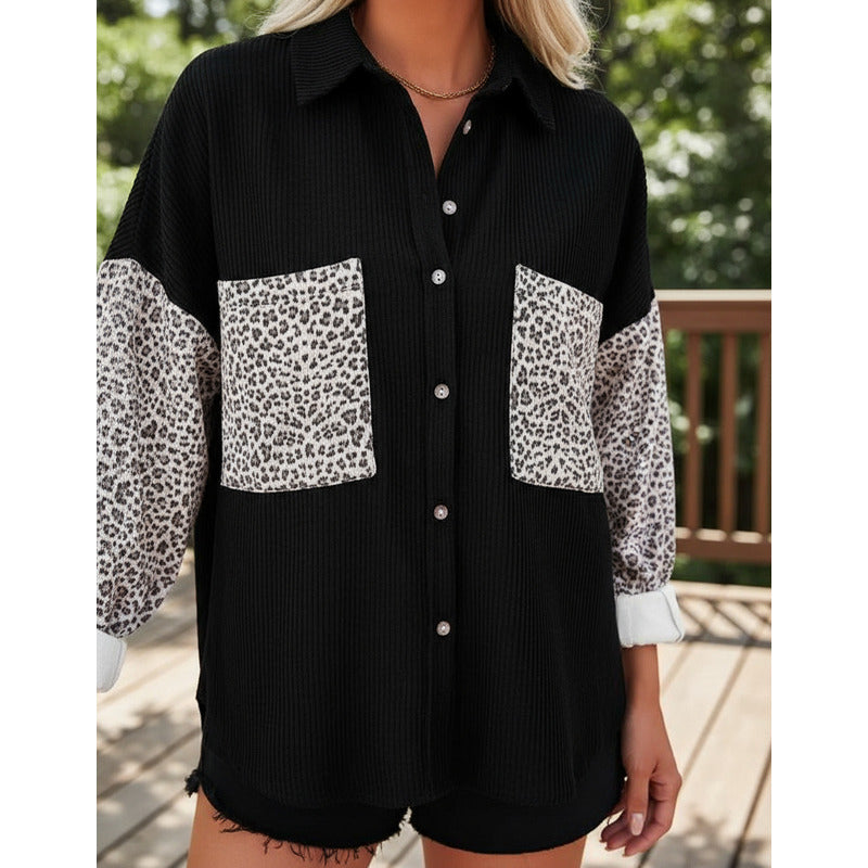 Sobre Camisa Pana Combinado Con Animal Print Varios Colores