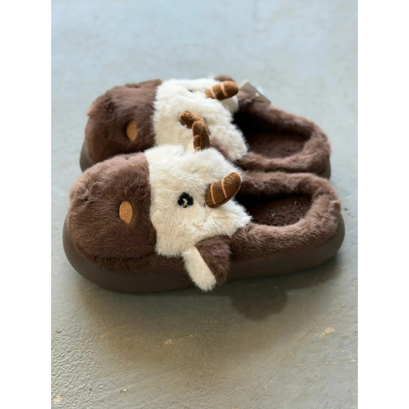 Pantufla Vaca Sin Talón Talles Del 36 Al 45 Suela De Goma