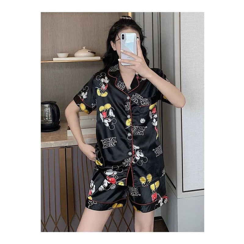 Pijamas Seda Fría Cortos M L Xl Y Xxl Disney Mickey - Minnie