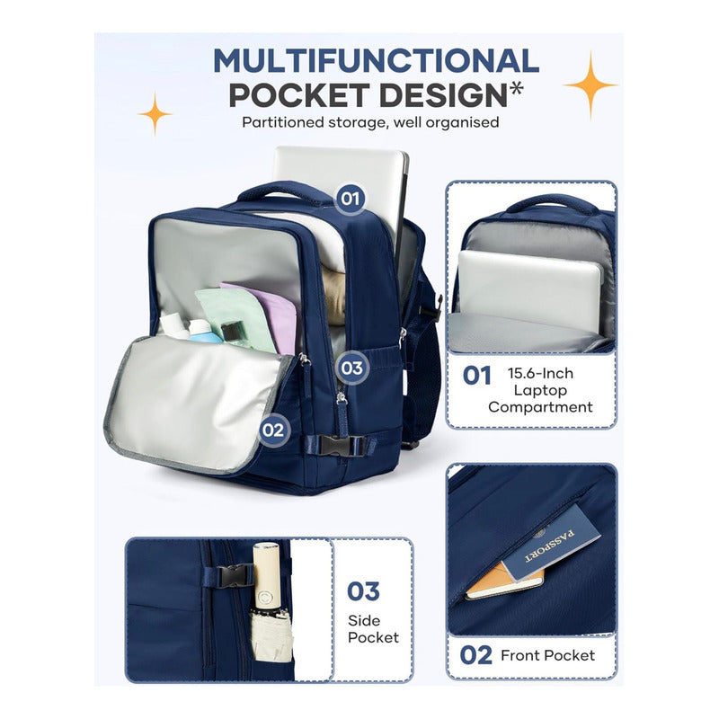 Mochila Viaje Grande Con Usb Varias Reparticiones Uniteduy