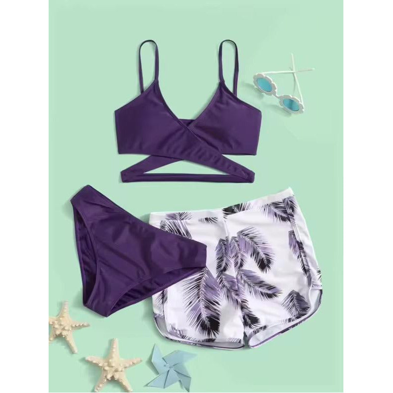 Bikini Tres Piezas Short Vedetina Soutien Cruzado  Uniteduy