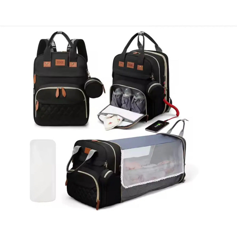 Bolso Mochila Maternal Cuna Bebé  Cambiador Y Usb Uniteduy