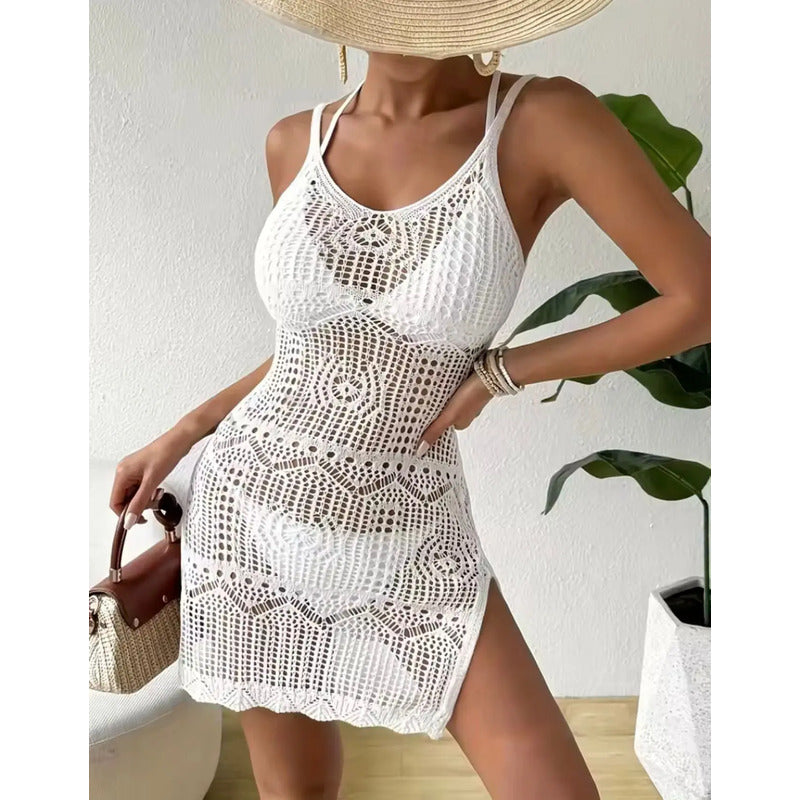 Vestido Playa Calado Corto Con Tajo Adaptable  Uniteduy