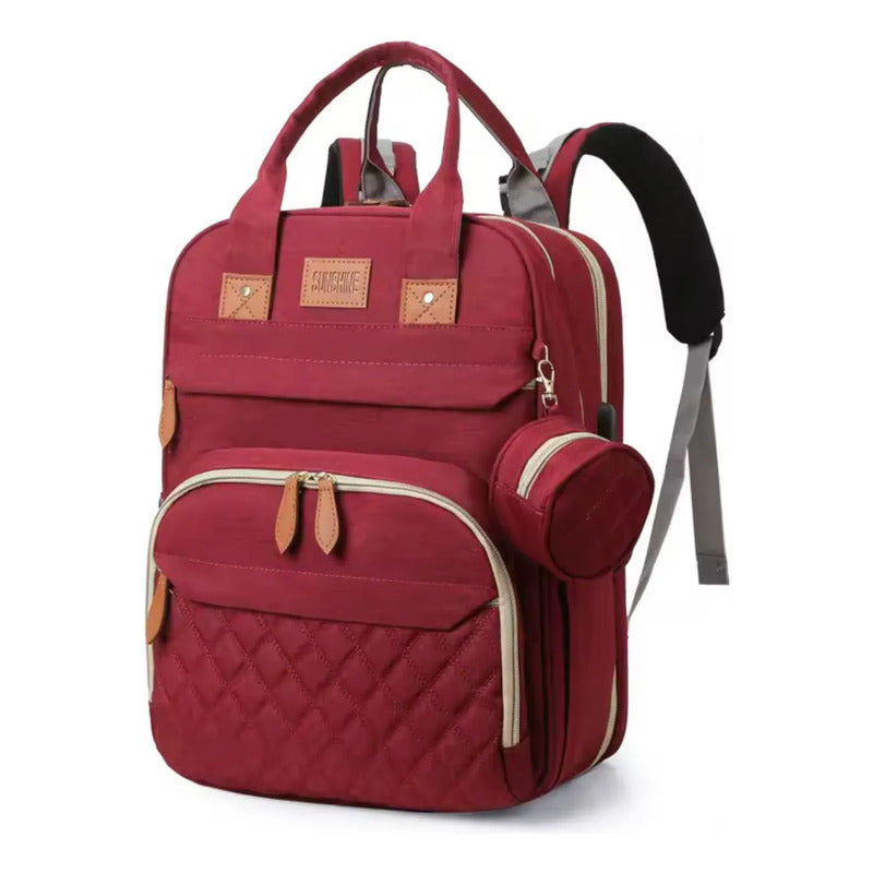 Bolso Mochila Maternal Cuna Bebé  Cambiador Y Usb Uniteduy