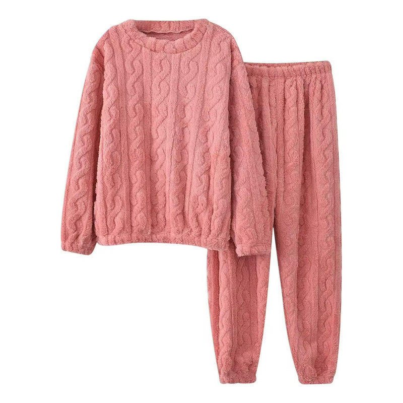 Pijama Peluche Trenzado Largo De Dama Plush  Varios Colores