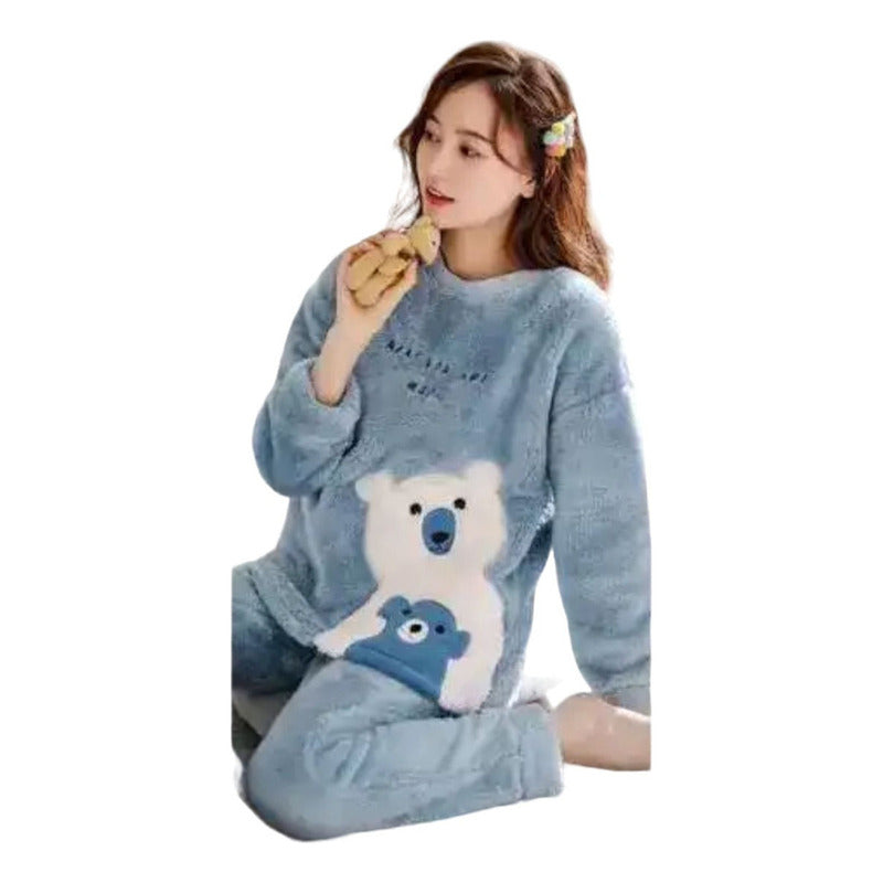 Pijama Peluche Largo Osos Plus Abrigados Varios Colores