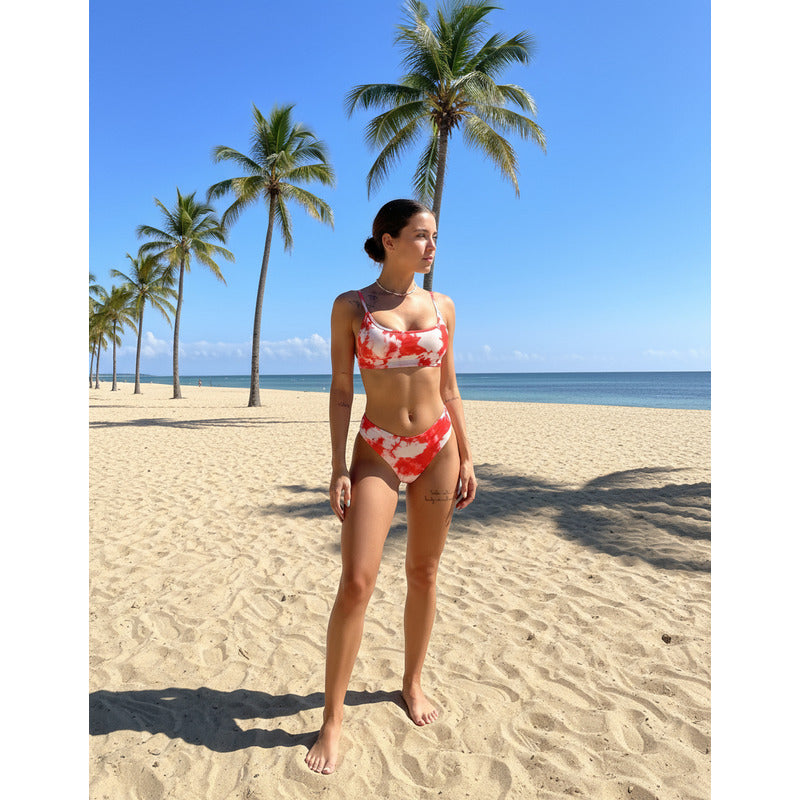 Bikini Malla Tipo Top Tiro Medio Alto Color Cobre Uniteduy