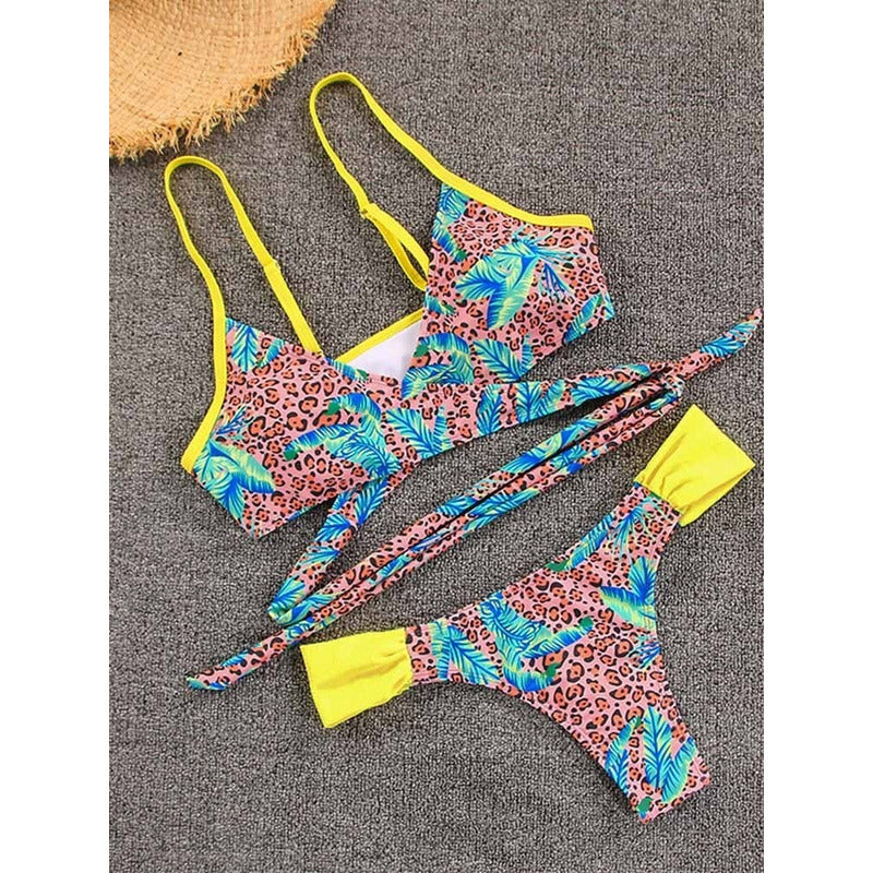 Uniteduy! Bikini  Animal Print Amarillo Cruzado!! Cola Less