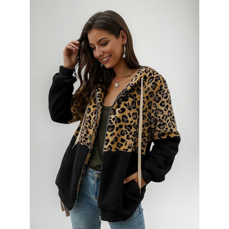 Campera Con Capucha Combinado Animal Print Polar Uniteduy