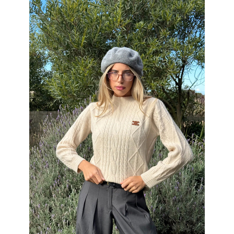 Buzo Manga Larga Trenzado Elastizado Para Mujer Elegante