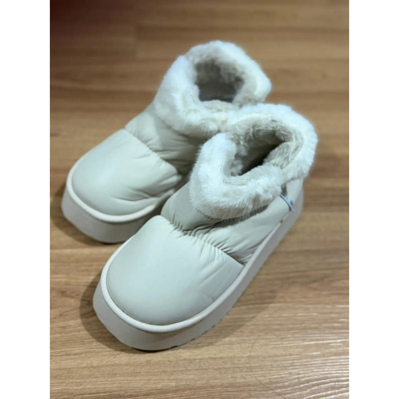 Pantuflas Botitas Abrigadas Con Corderito Y Plataforma
