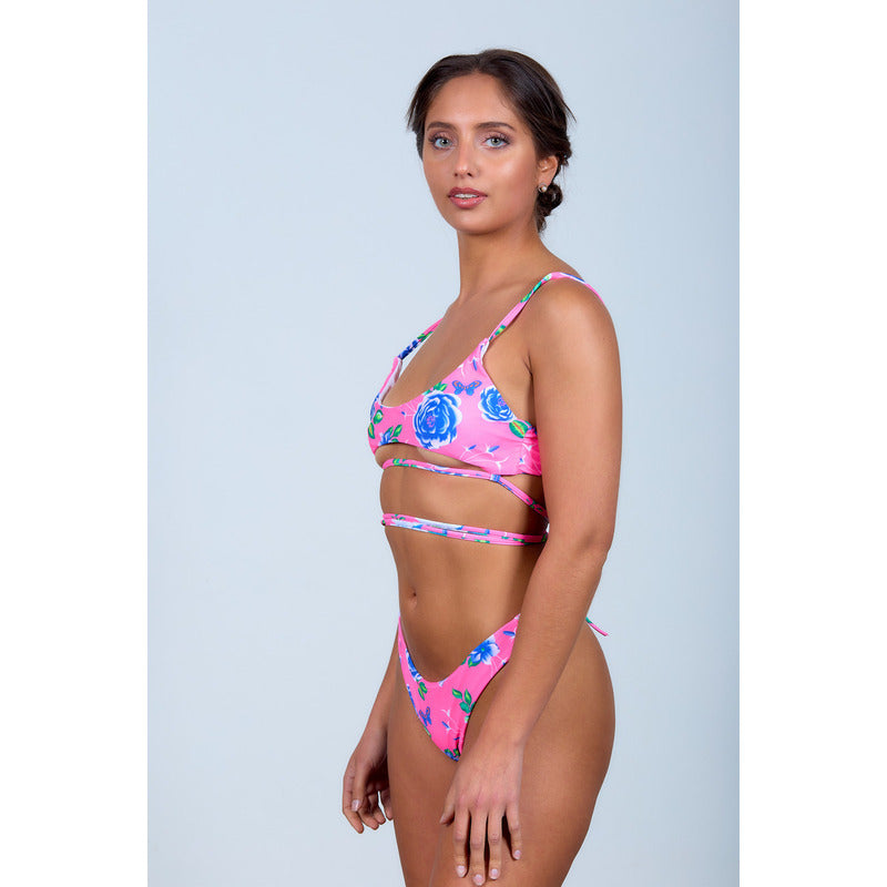 Uniteduy!bikini Romi Cola Less V  Soutien Atado Fucsia Azul