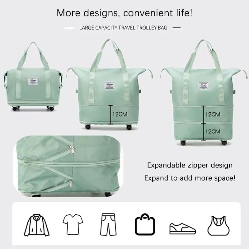Bolso De Viaje Plegable Expandible Con Ruedas Desmontables