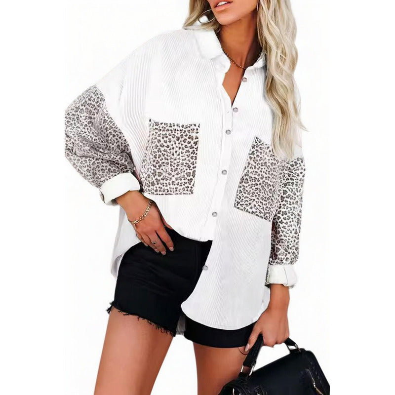 Sobre Camisa Pana Combinado Con Animal Print Varios Colores