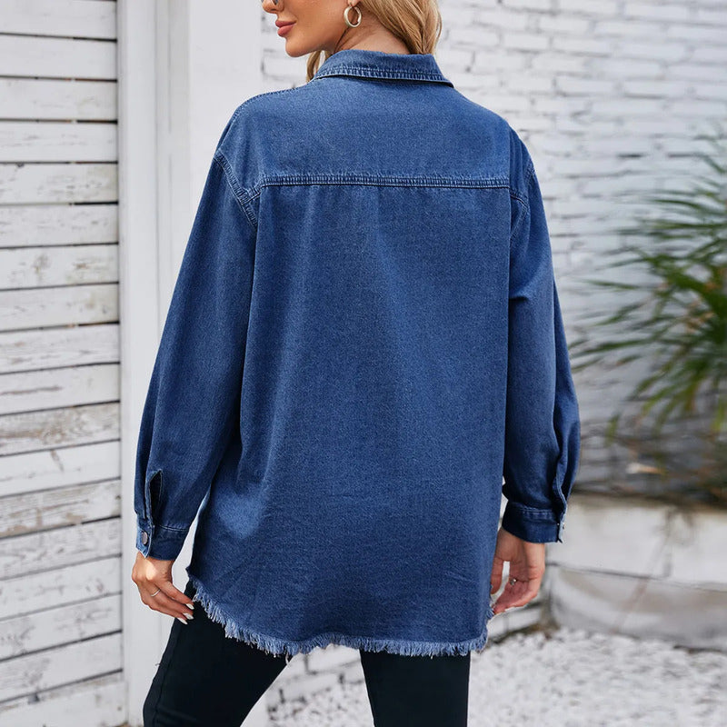 Sobre Camisa Campera Jeans Claro Y Oscuro Oversize Uniteduy