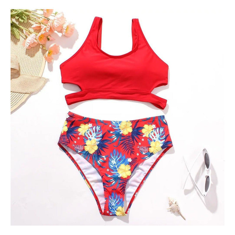 Bikini Mallas Tiro Alto 2 Piezas Push Up Uniteduy Varios Col