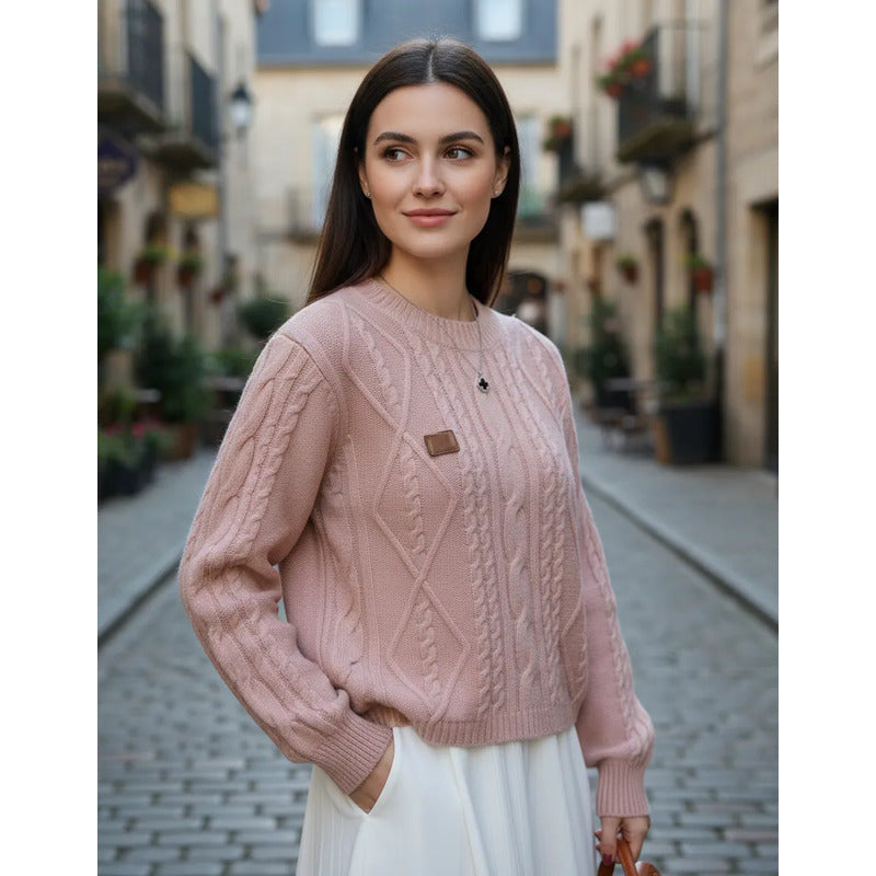 Buzo Manga Larga Trenzado Elastizado Para Mujer Elegante