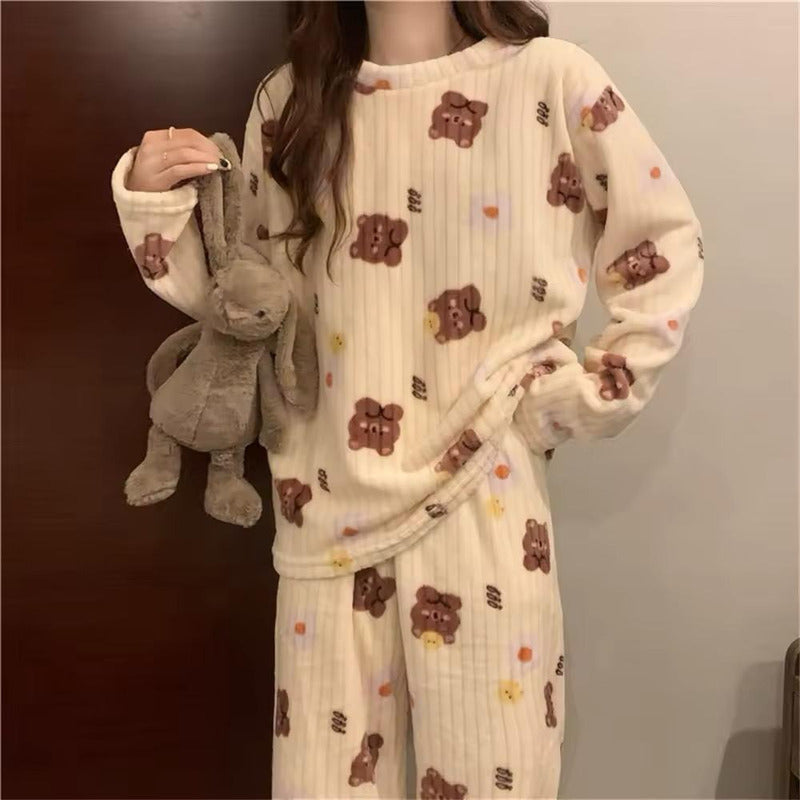 Pijama Peluche Largo De Dama Plush Abrigado Varios Diseños