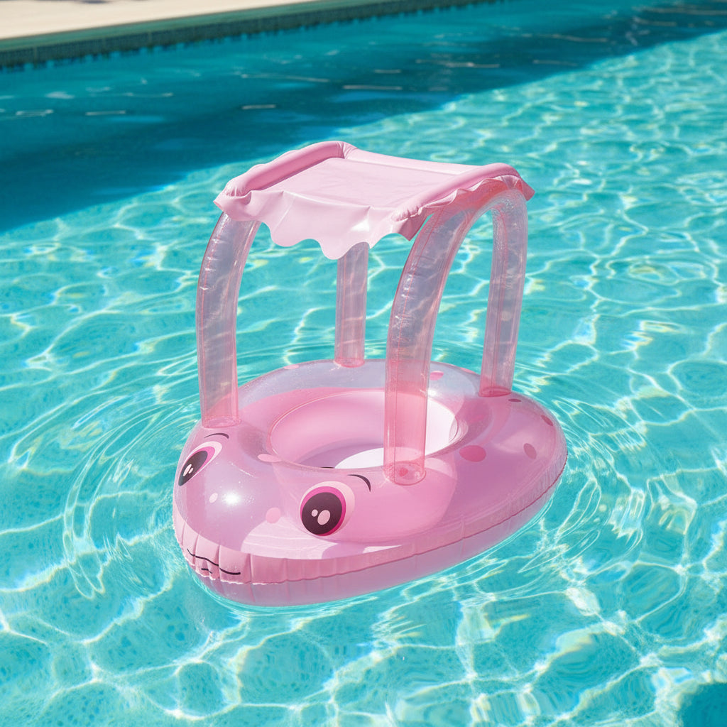 Inflable Flotador Bebe Niño Con Techo Ranita Piscina