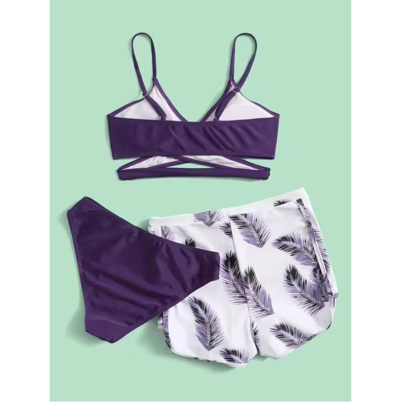 Bikini Tres Piezas Short Vedetina Soutien Cruzado  Uniteduy