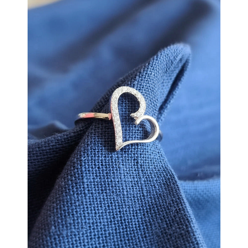 United Uy! Anillo De Plata 925 Corazón Con Zirconias!