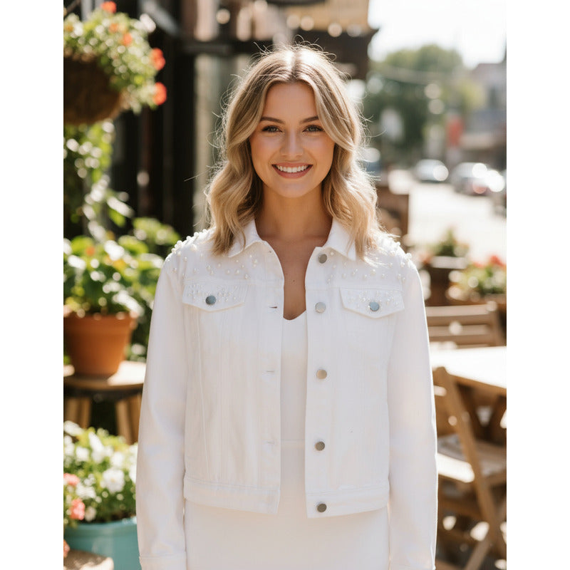 Campera De Jeans Con Aplique Perlas Uniteduy