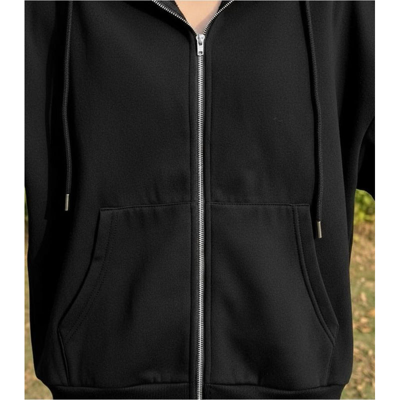 Campera Canguro Con Cierre Bolsillos Capucha Dama Lisa