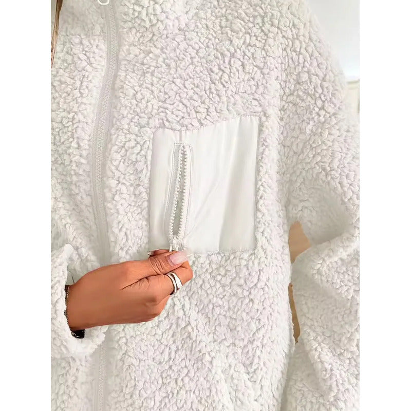 Campera De Corderito Para Dama Con Cierre Y Bolsillo Forrada