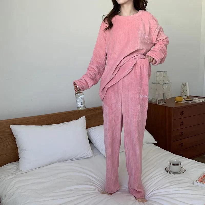 Pijama Peluche Largo De Dama Plush Abrigado Varios Colores