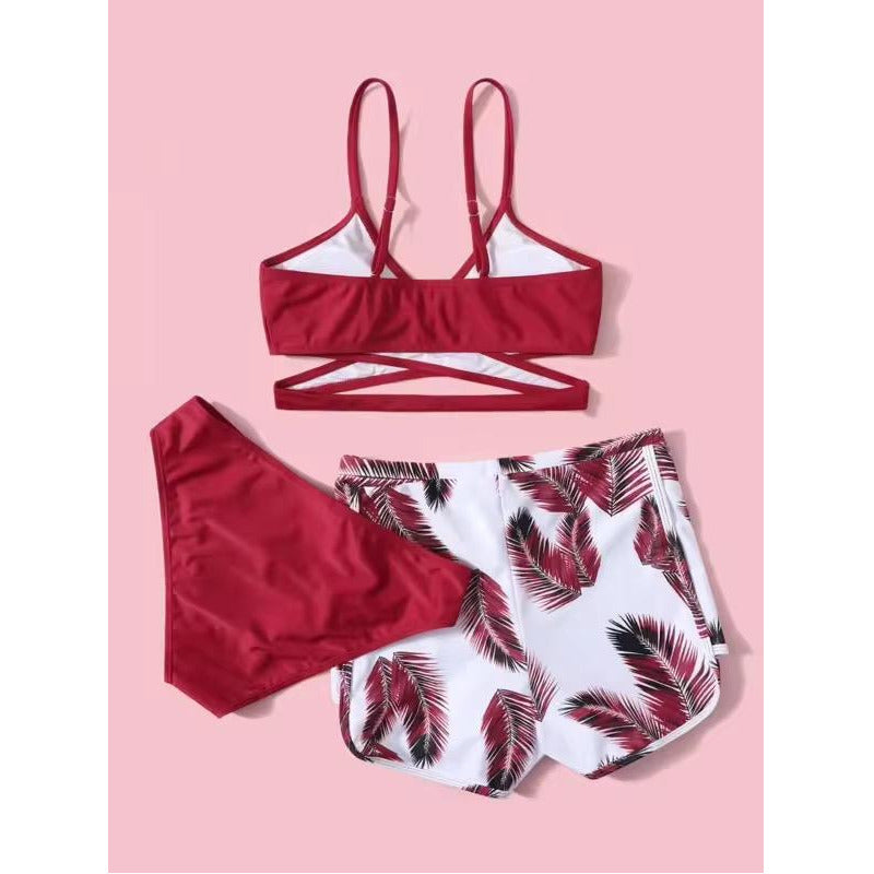 Bikini Tres Piezas Short Vedetina Soutien Cruzado  Uniteduy