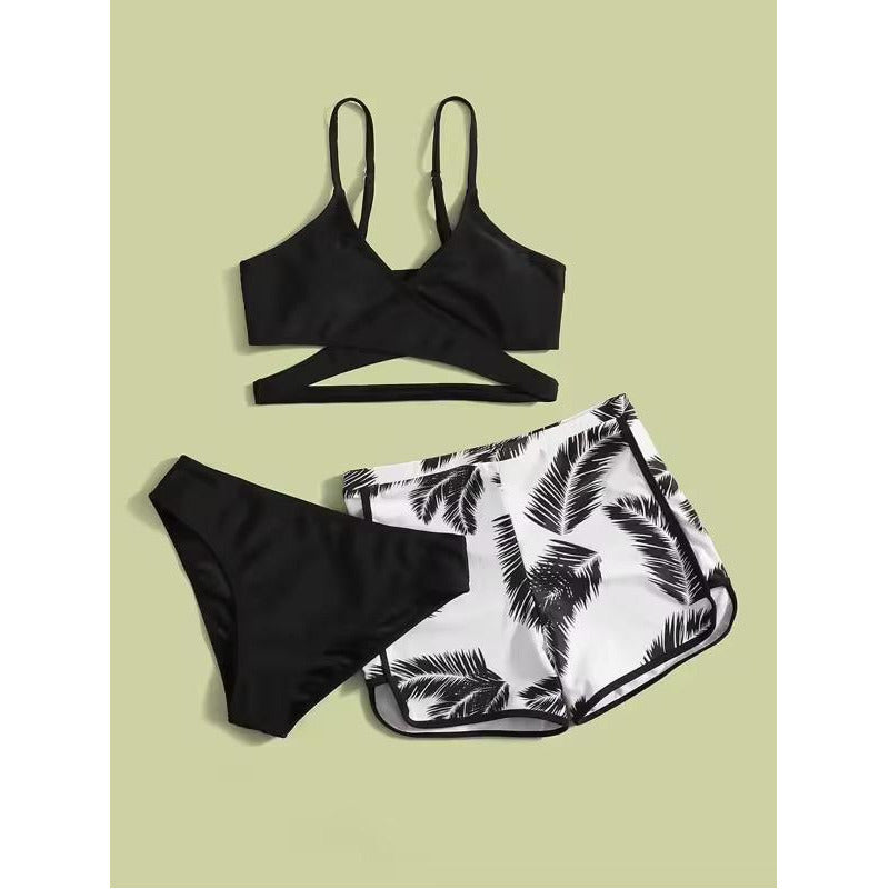 Bikini Tres Piezas Short Vedetina Soutien Cruzado  Uniteduy