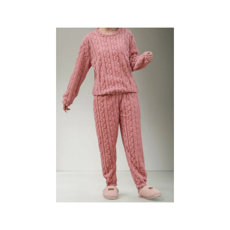 Pijama Peluche Trenzado Largo De Dama Plush  Varios Colores