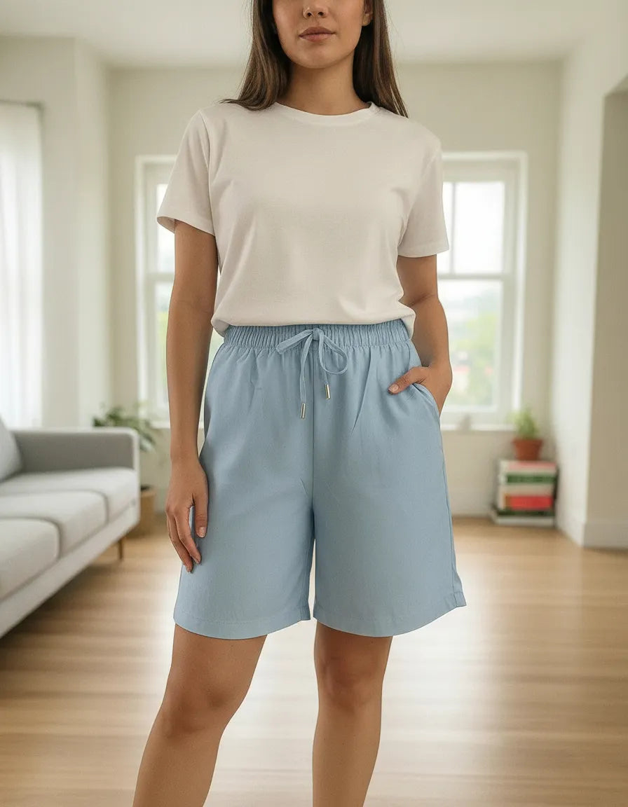 Short Bermuda De  Dama Con Bolsillos Tela Fina  Uniteduy