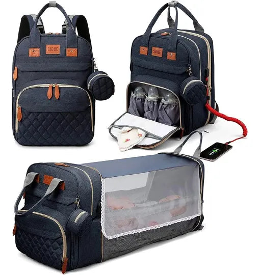 Bolso Mochila Maternal Cuna Bebé  Cambiador Y Usb Uniteduy