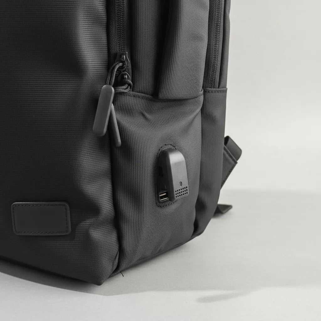 Mochila De Viaje Negra Con Usb Varias Reparticiones Uniteduy