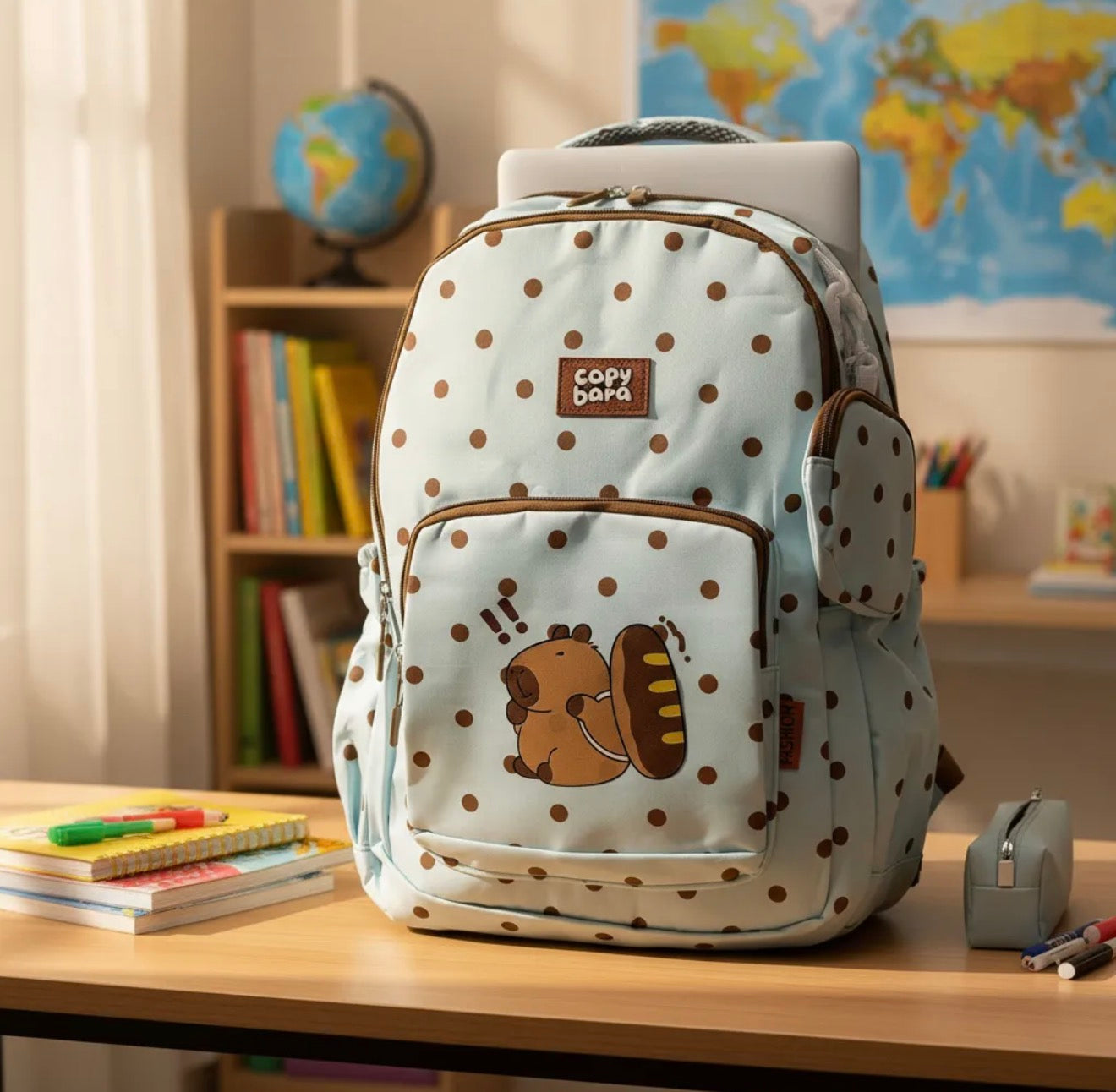 Mochila Escolar Con Monedero De Capibara Carpincho Laptop