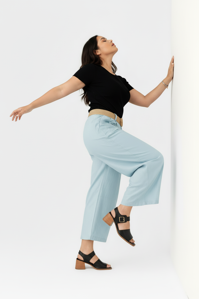 Pantalón Palazzo Elastico Tipo Lino Con Cinto Dama Uniteduy