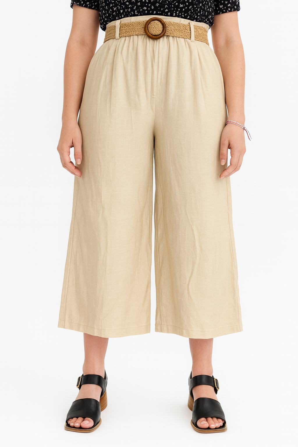 Pantalón Palazzo Elastico Tipo Lino Con Cinto Dama Uniteduy