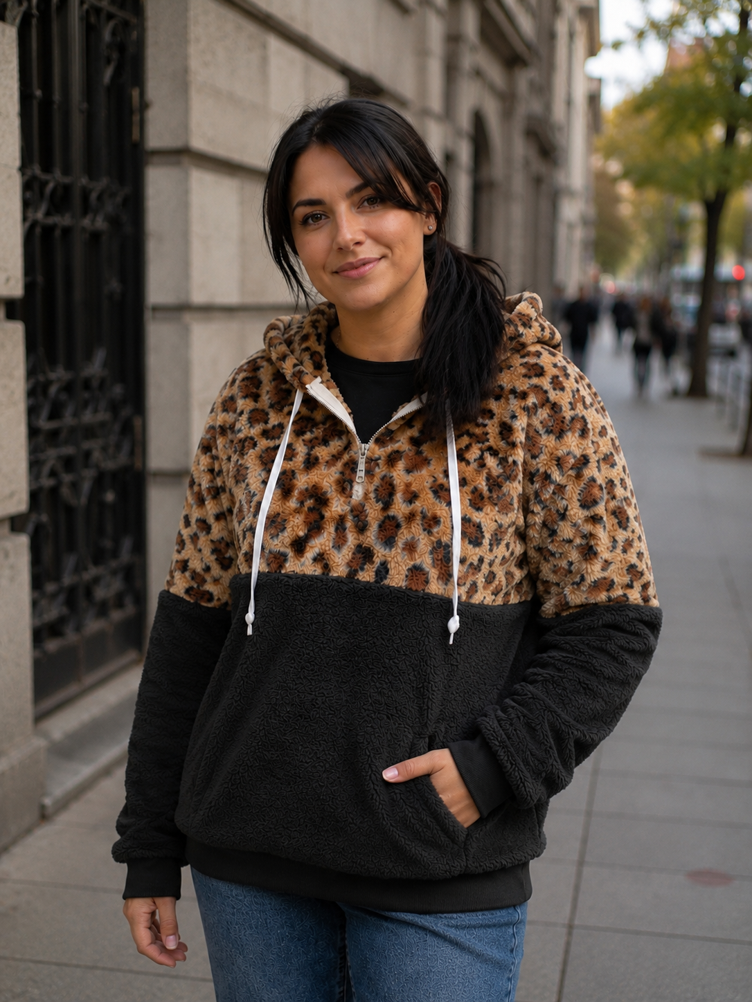 Buzo Canguro Animal Print Cremallera Capucha Uniteduy