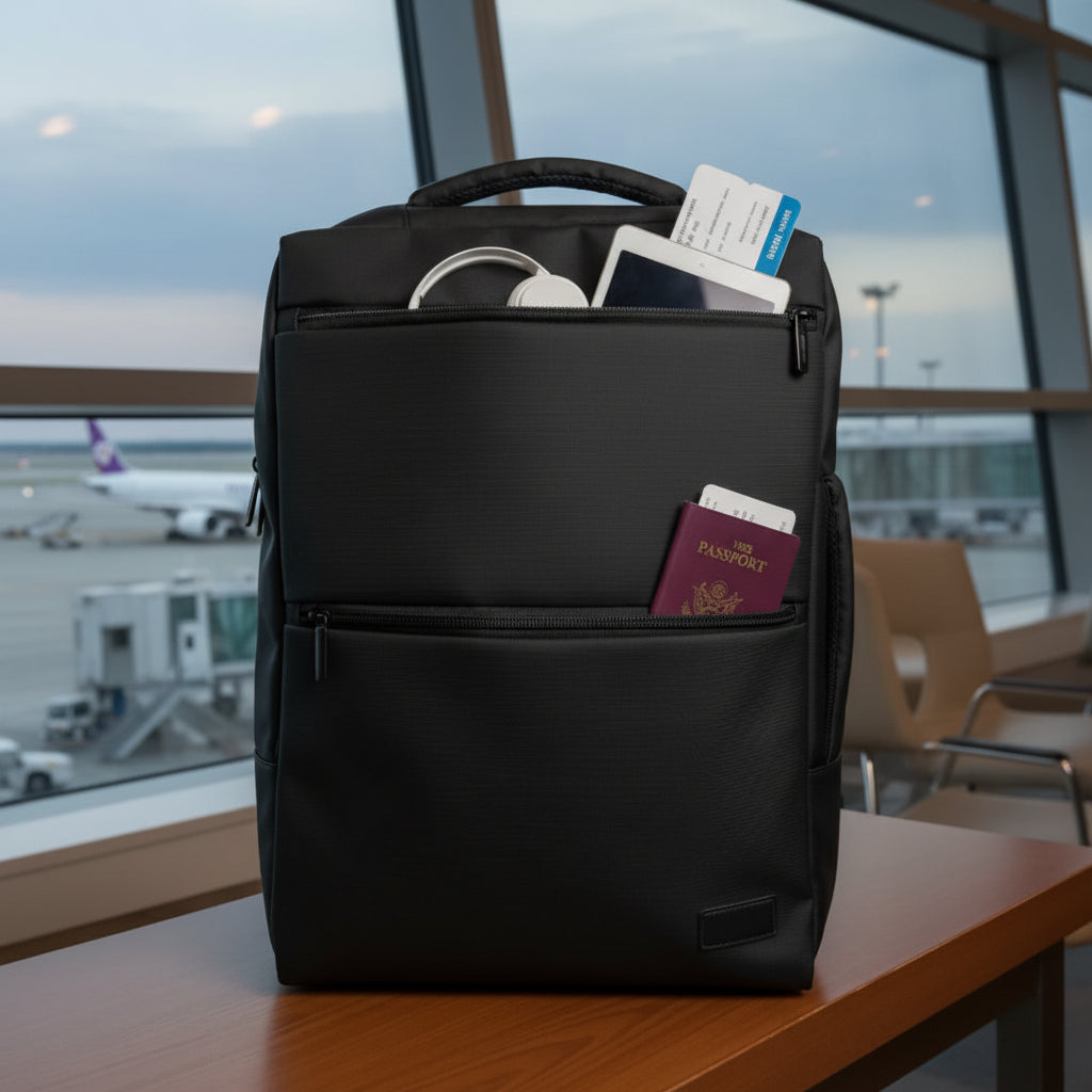 Mochila De Viaje Negra Con Usb Varias Reparticiones Uniteduy