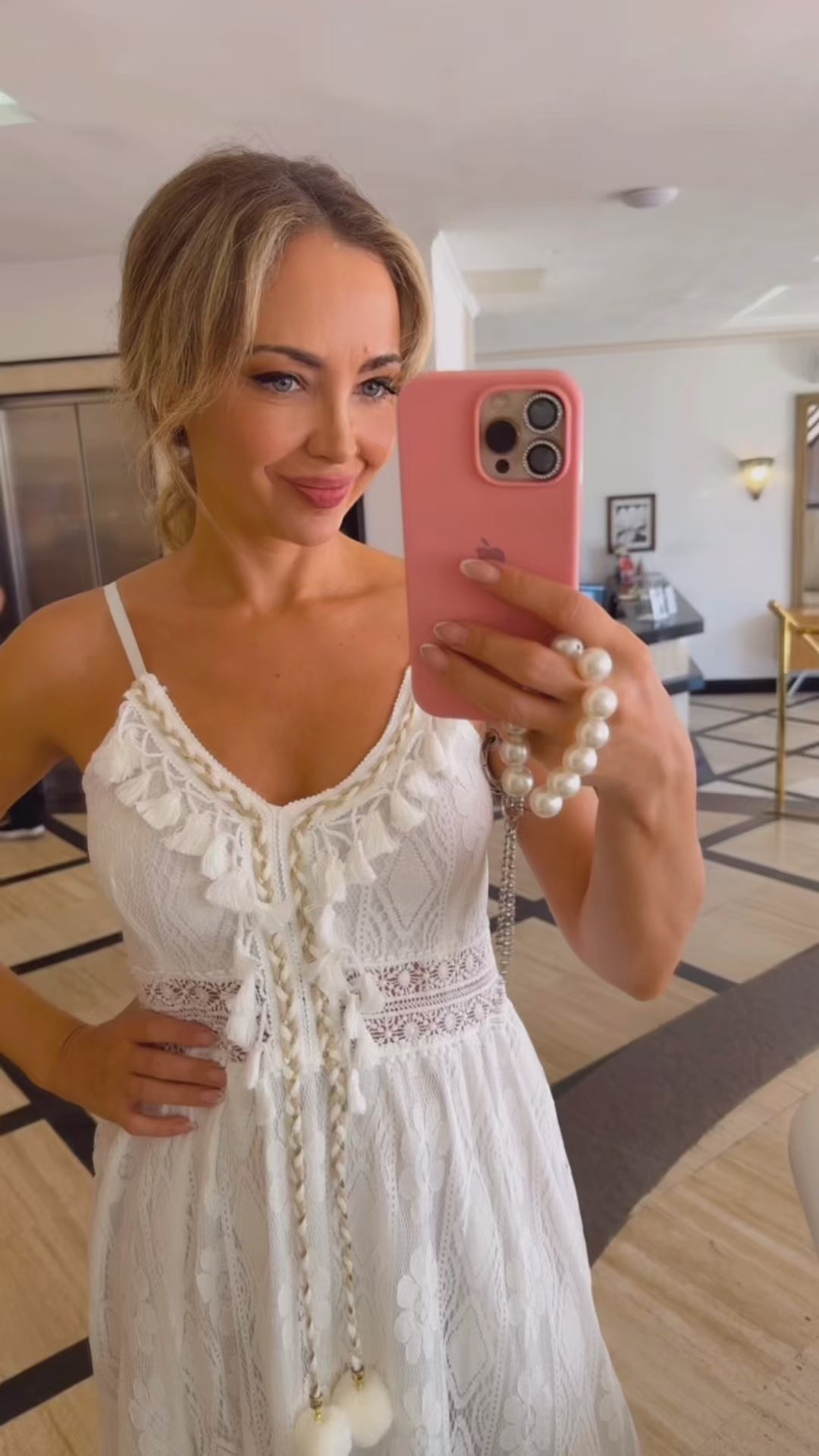 Vestido Verano Playa Falda Irregular Encaje Calado Uniteduy