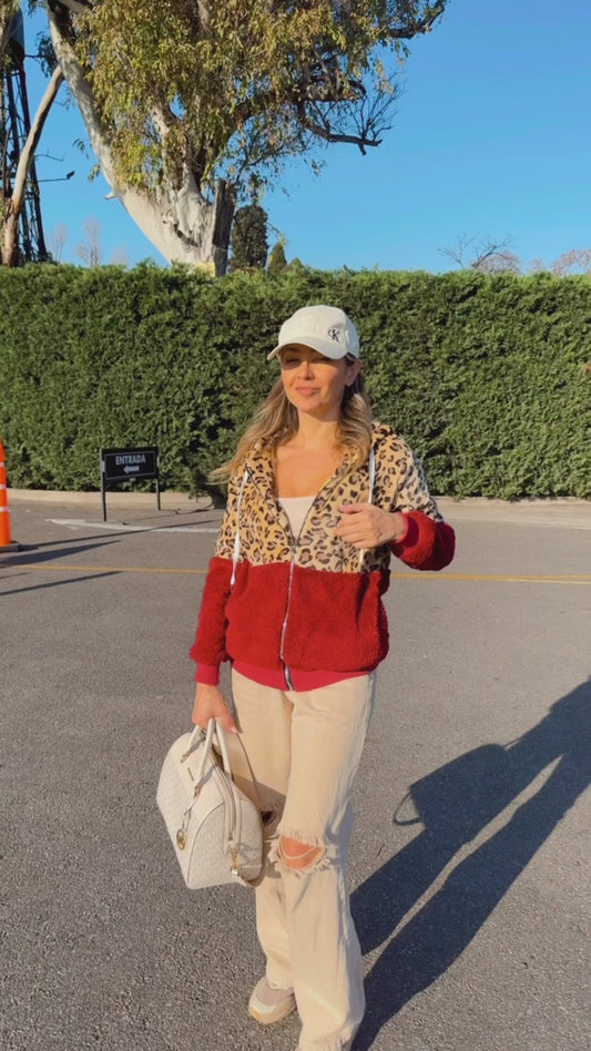 Campera Con Capucha Combinado Animal Print Polar Uniteduy